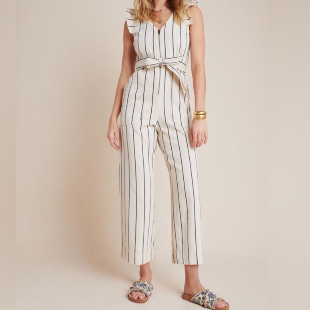 Anthropologie Femme Ruffled Sleeve Jumpsuit